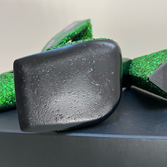 The Attico Green Heels with Chunky Block Heel and Glitter Finish - Picture 5 of 7